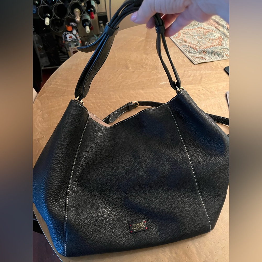 Frances Valentine black tumbled leather bag. Style is June..Very good condition.